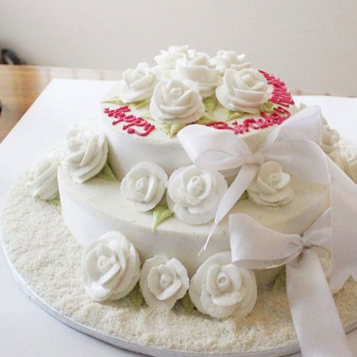 White Roses and Ribbon (6 Lbs)