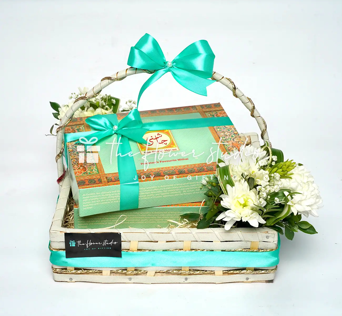 Mithai in a Floral Basket