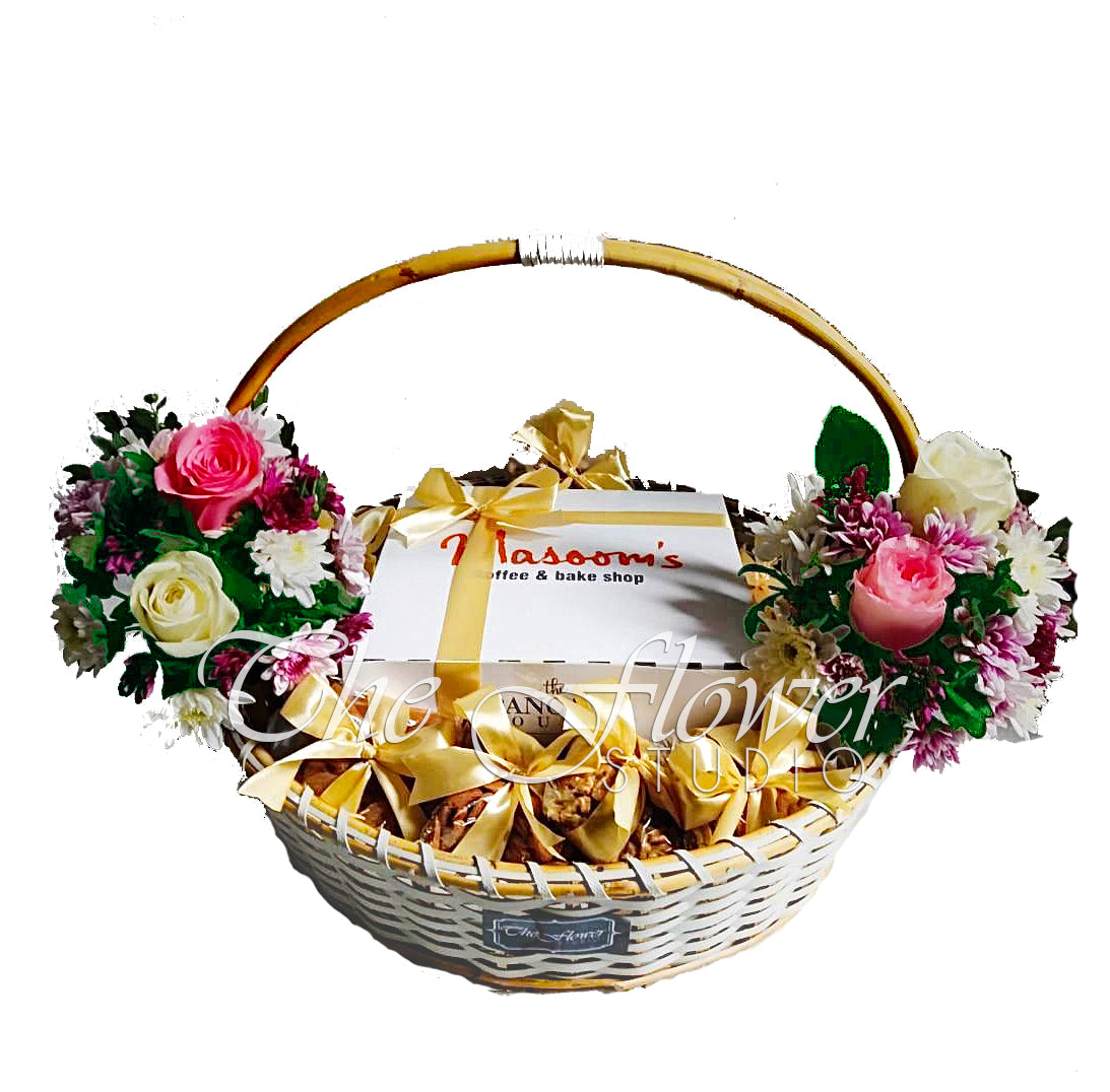 Cake & Dry Fruits in a Floral Basket