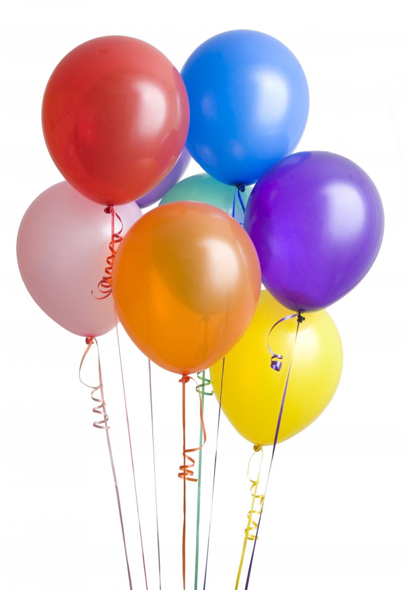 Half dozen colourful helium filled balloons for online delivery in Pakistan.
