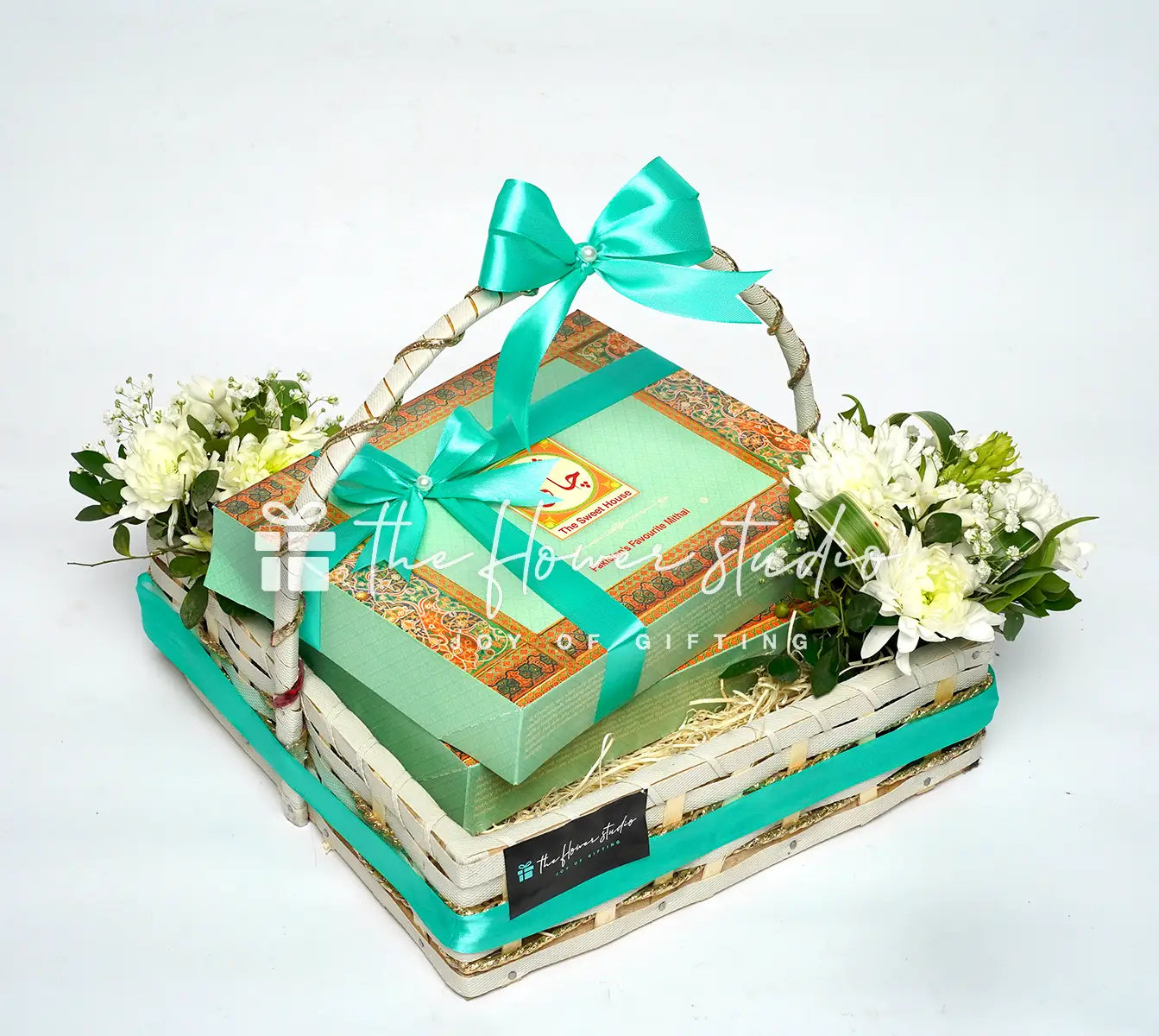 Mithai in a Floral Basket